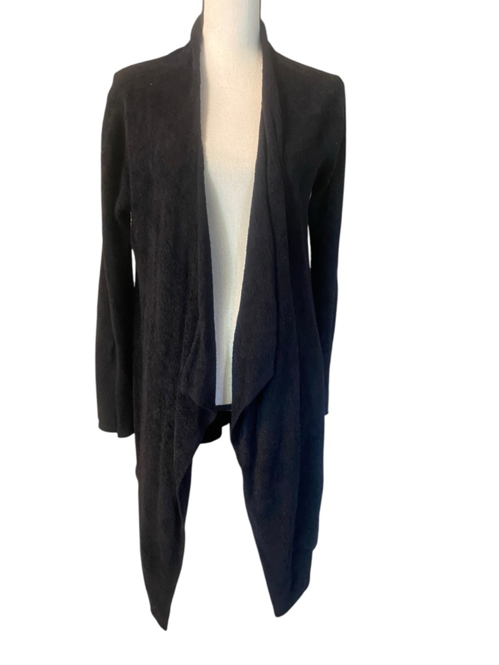 Barefoot Dreams Women’s Black Cardigan Open Front Asymmetrical Cozy Sweater S/M